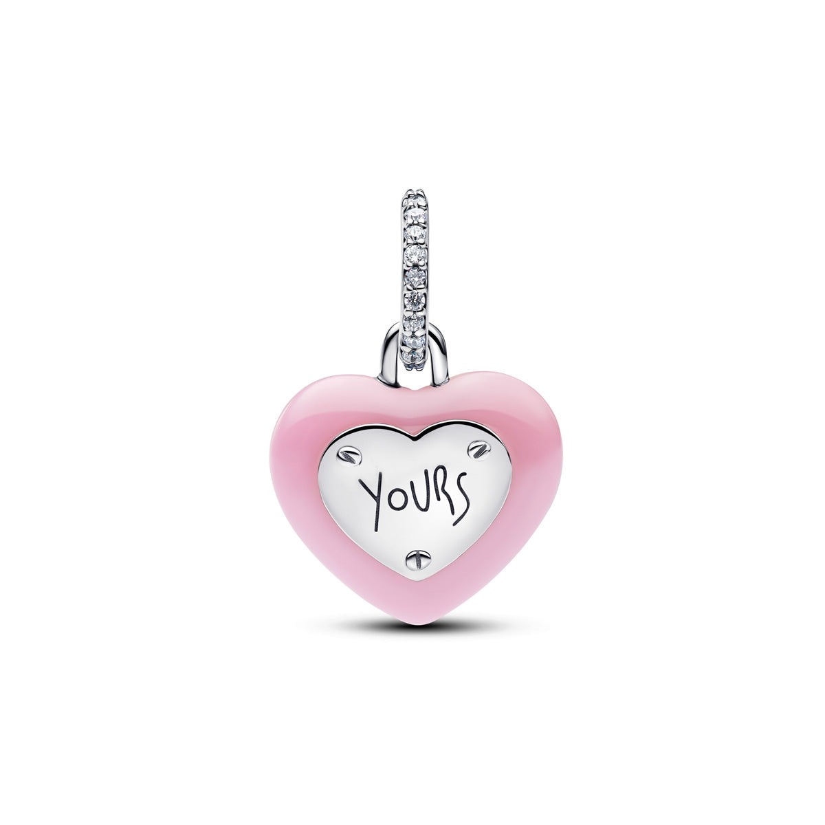 Pandora Silver Pink Ceramic Heart Padlock Dangle Charm