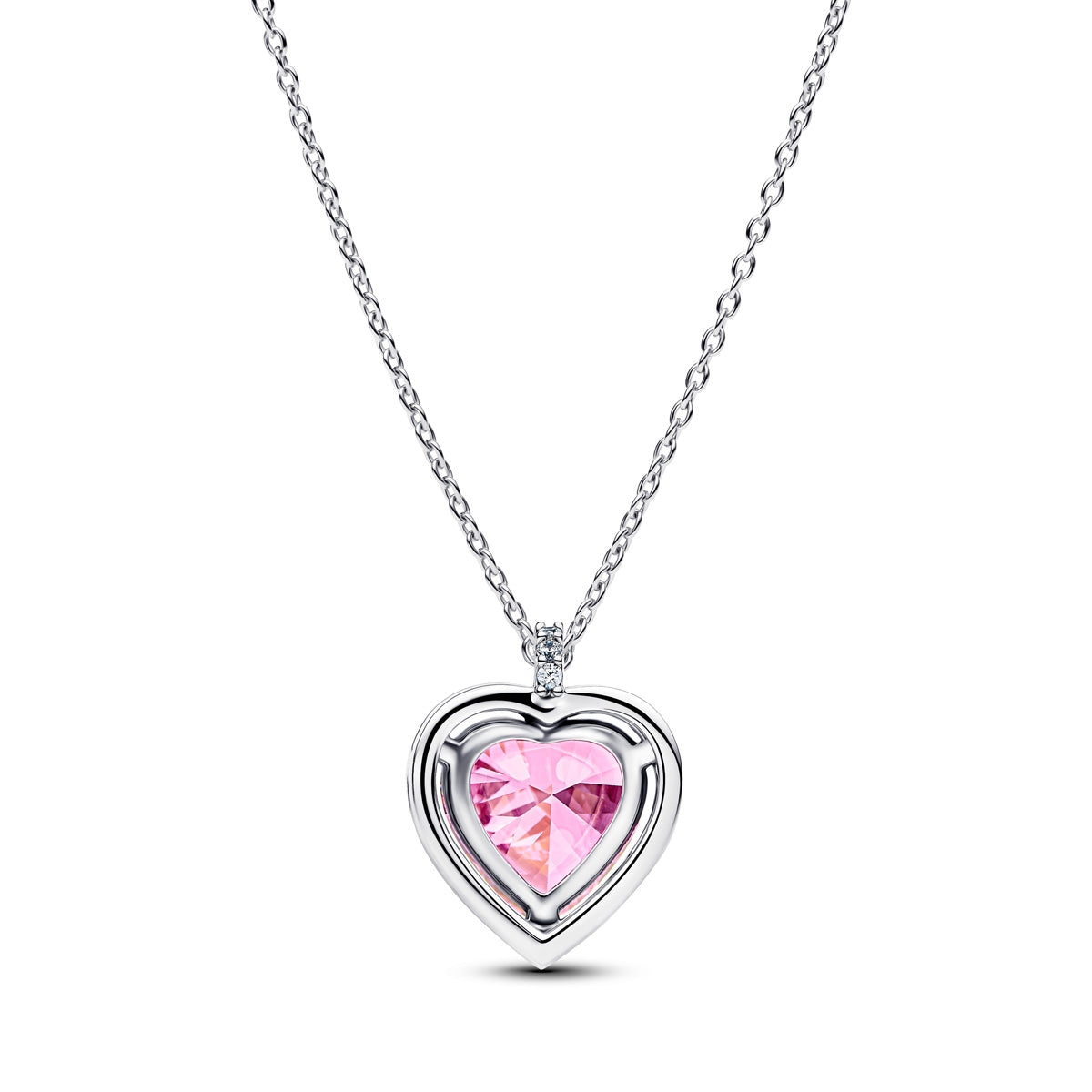 Pandora Silver Pink Halo Heart Collier Necklace
