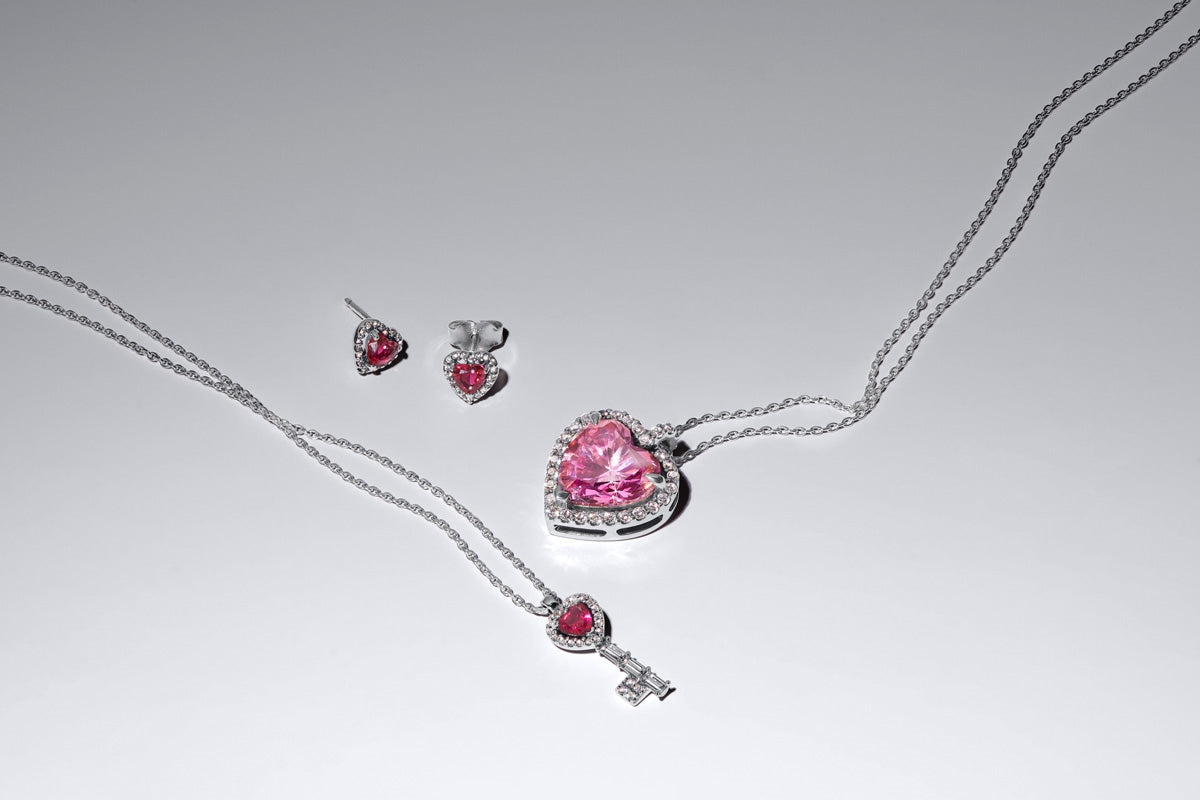 Pandora Silver Pink Halo Heart Collier Necklace