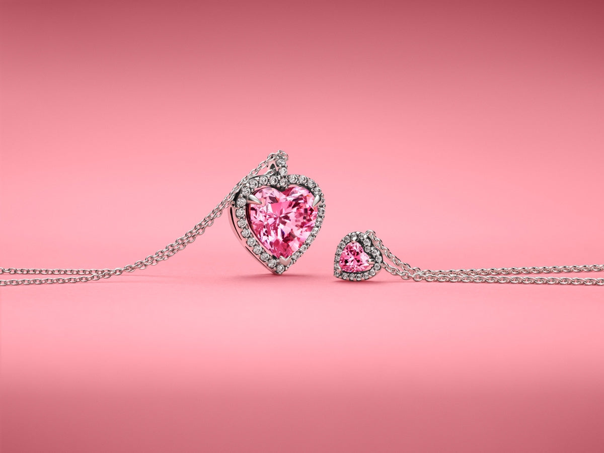 Pandora Silver Pink Halo Heart Collier Necklace