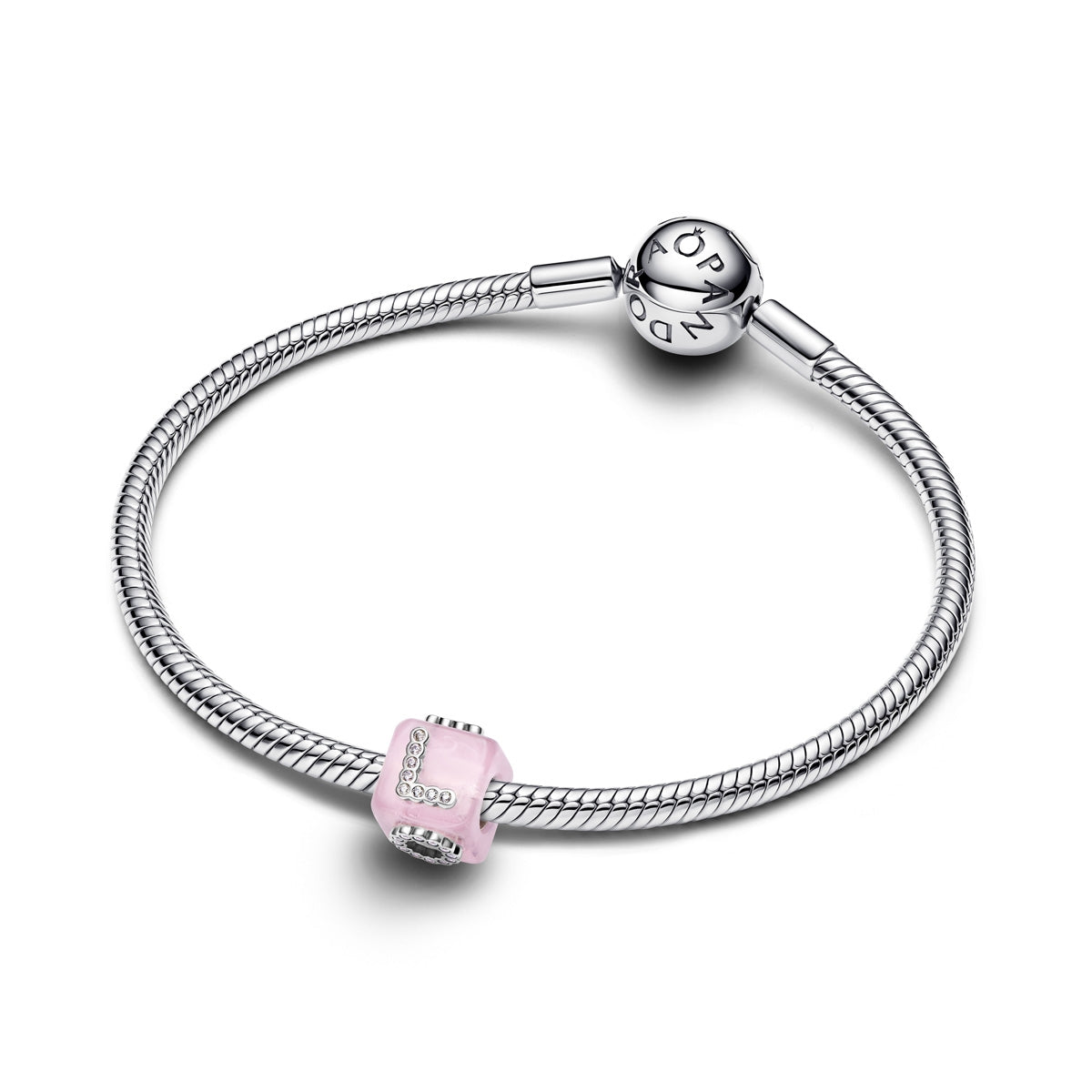 Pandora Silver Pink Murano Glass Love Cube Charm