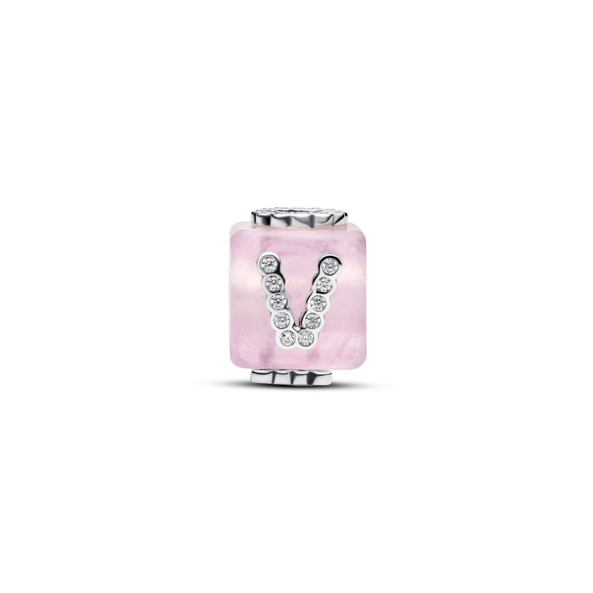 Pandora Silver Pink Murano Glass Love Cube Charm