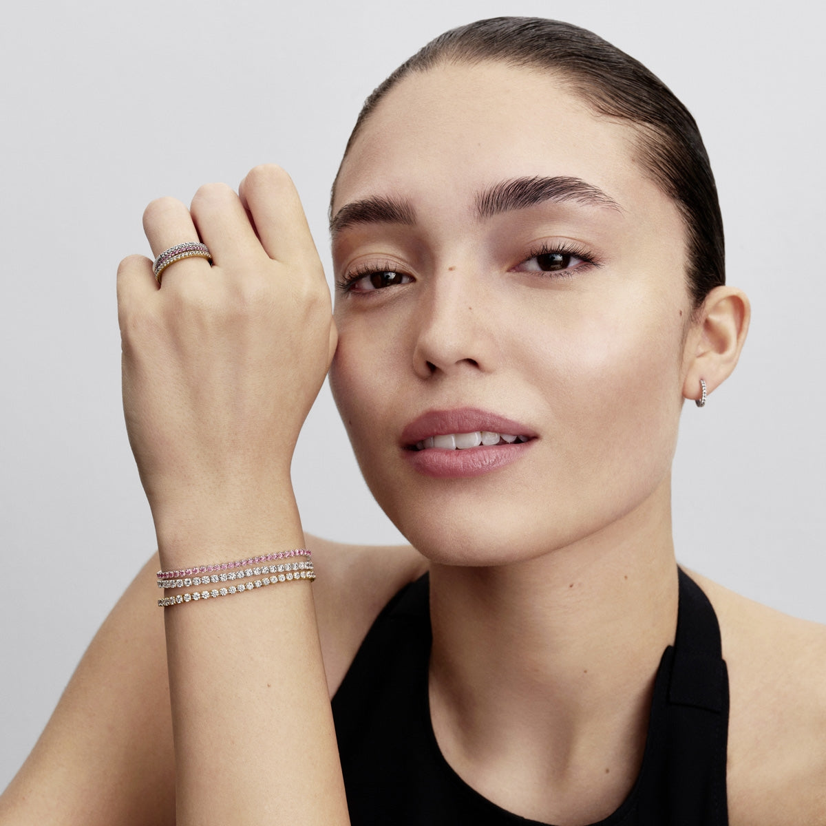 Pandora Silver Pink Small Tennis Bracelet