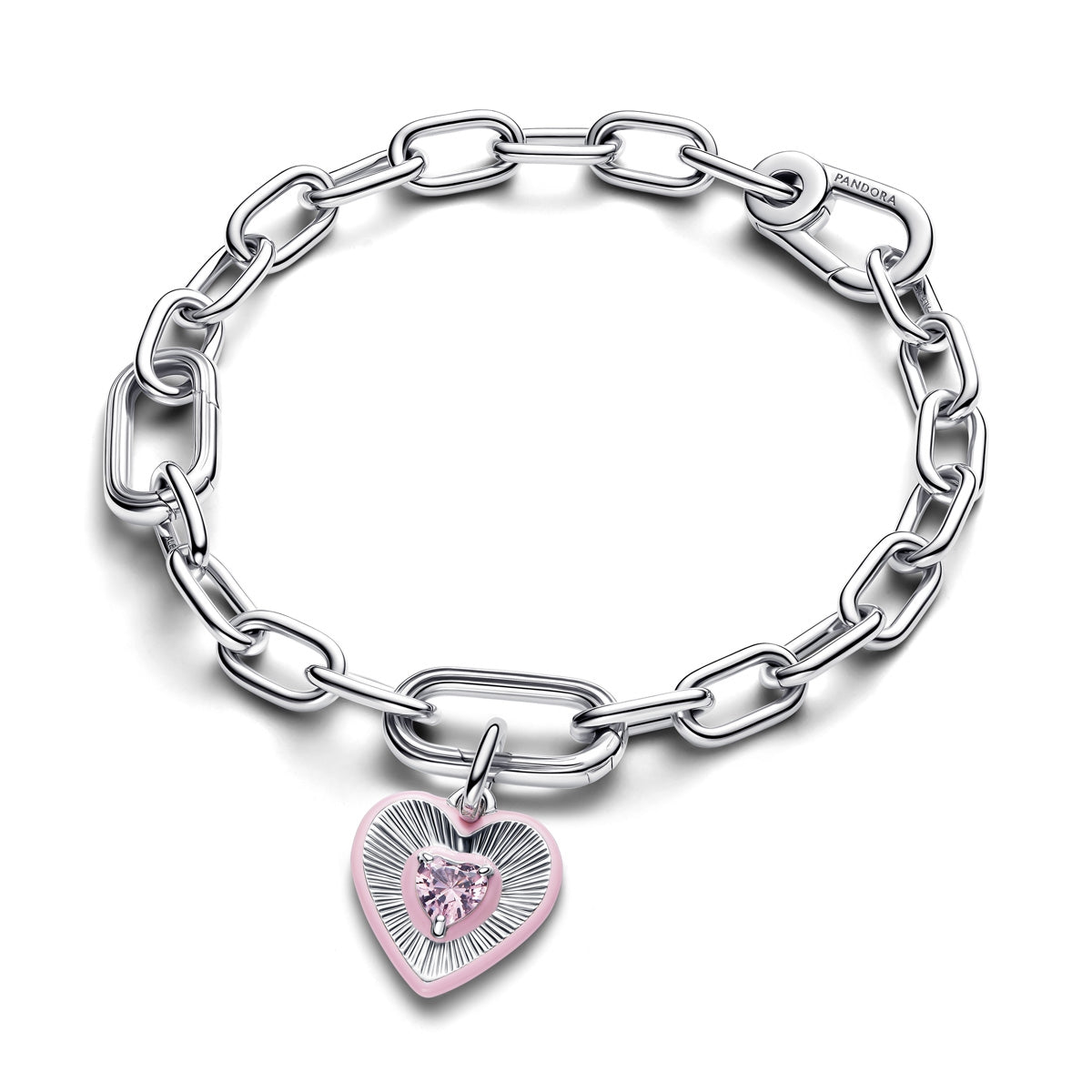 Pandora Silver Radiating Pink Heart Medallion Charm