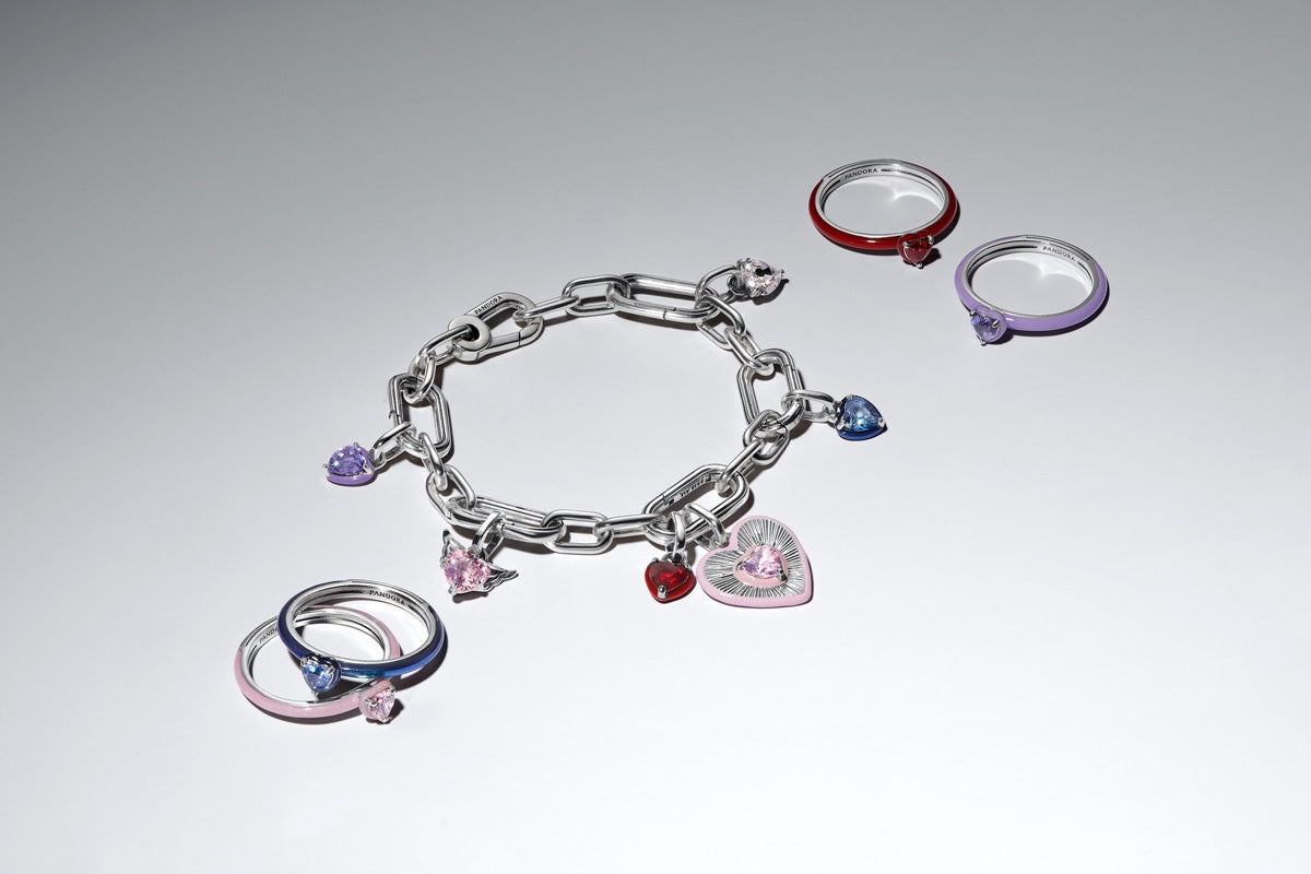 Pandora Silver Radiating Pink Heart Medallion Charm