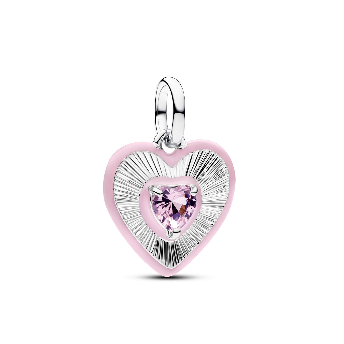 Pandora Silver Radiating Pink Heart Medallion Charm