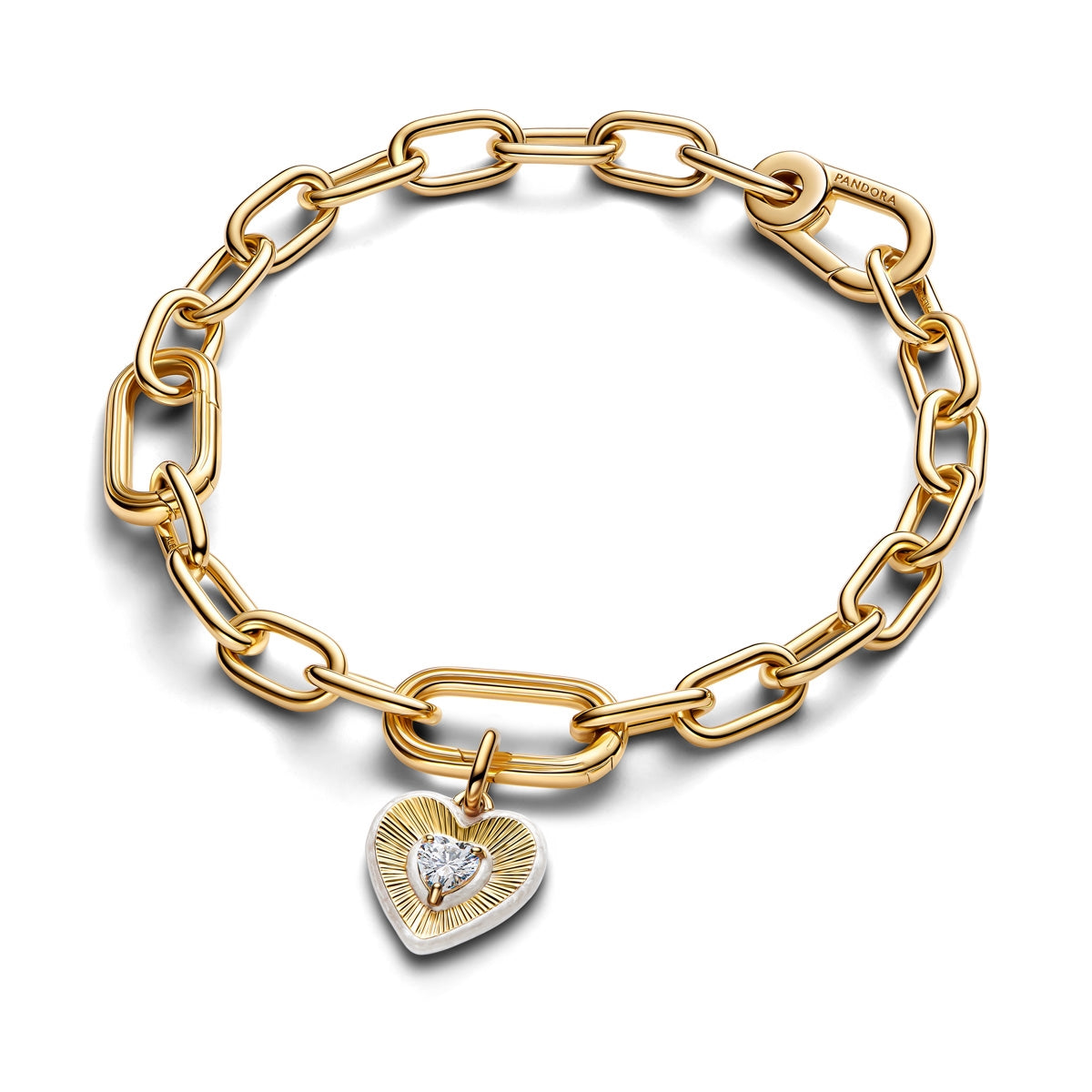 Pandora Gold Radiating White Heart Medallion Charm