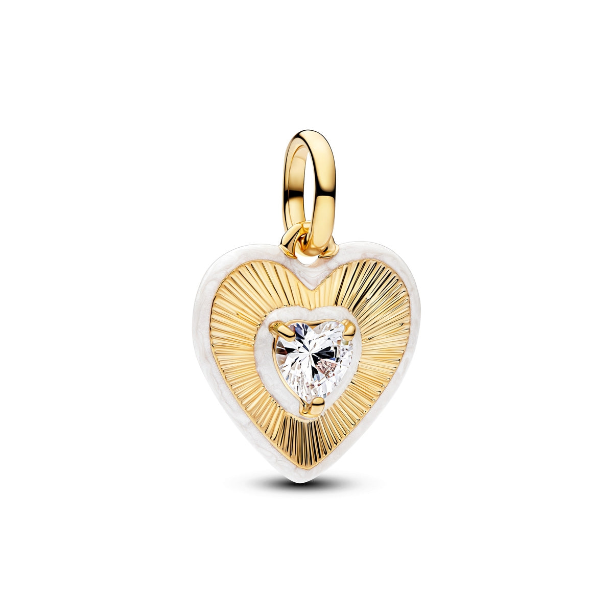 Pandora Gold Radiating White Heart Medallion Charm