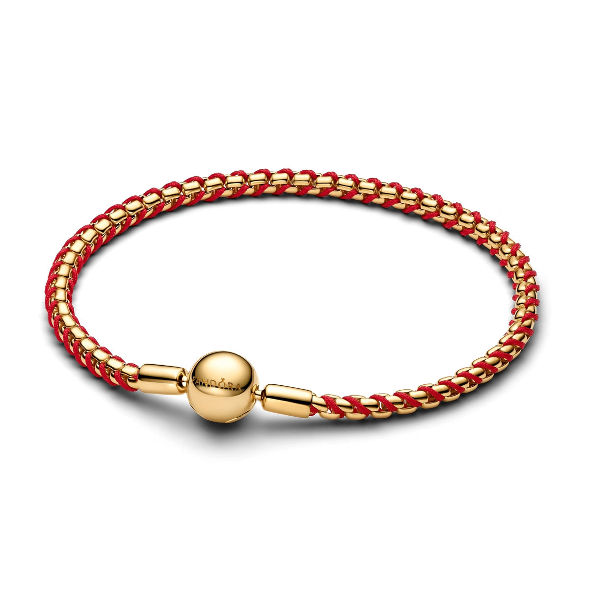 Pandora Gold Red Cord Snake Chain Bracelet