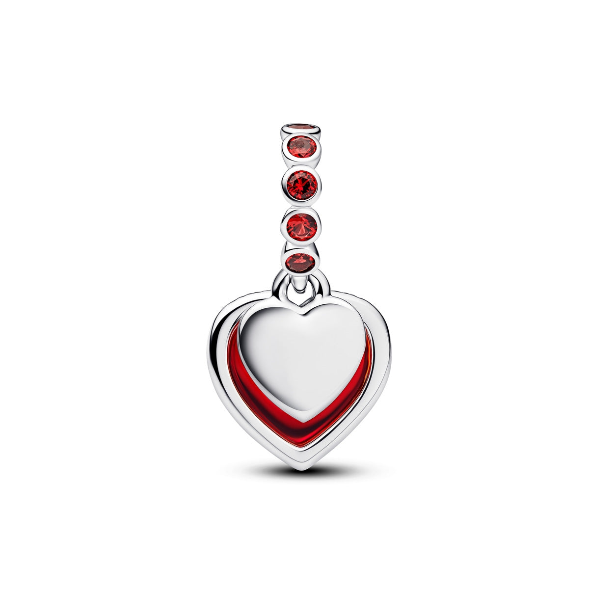 Pandora Silver Red Murano Glass Heart Double Dangle Charm