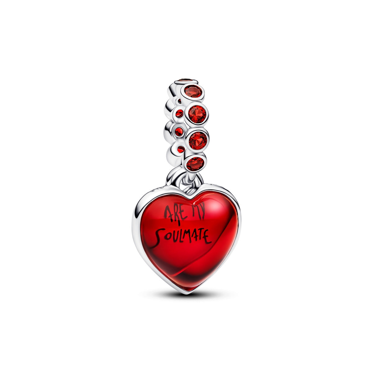 Pandora Silver Red Murano Glass Heart Double Dangle Charm