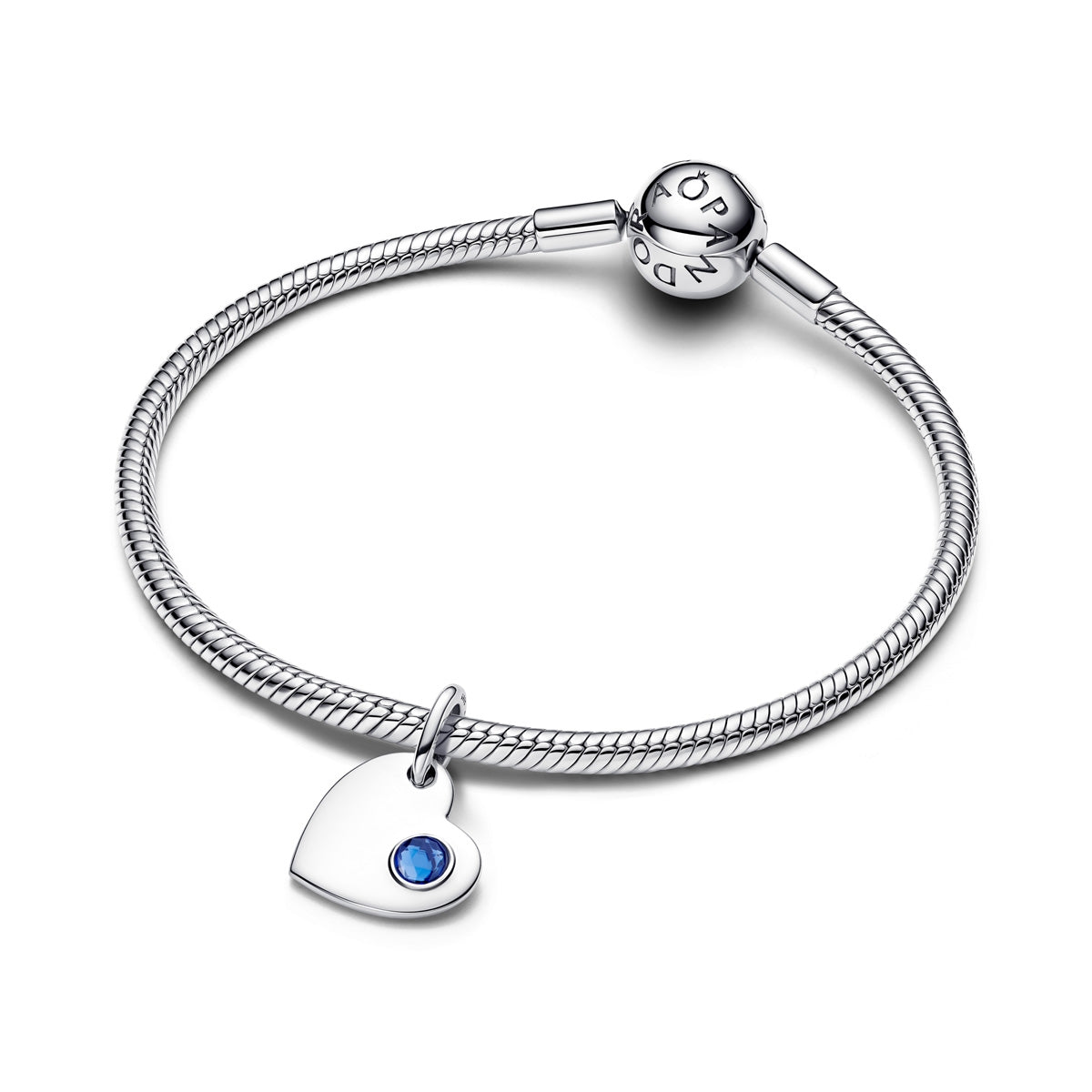 Pandora Silver September Birthstone Engravable Heart Dangle Charm