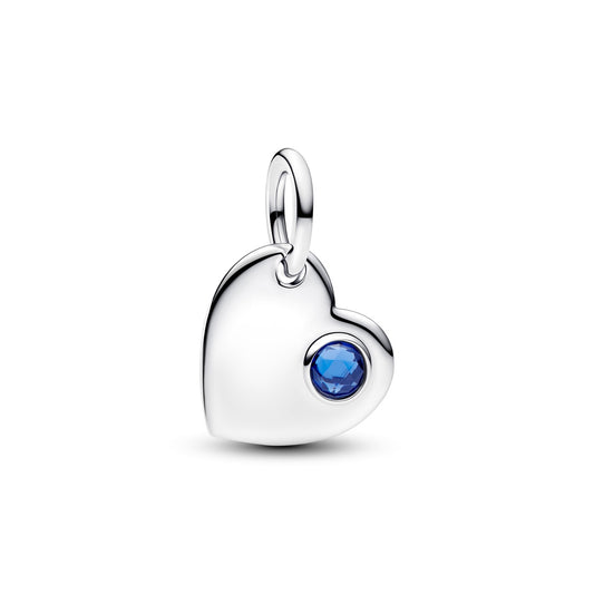 Pandora Silver September Birthstone Engravable Heart Dangle Charm