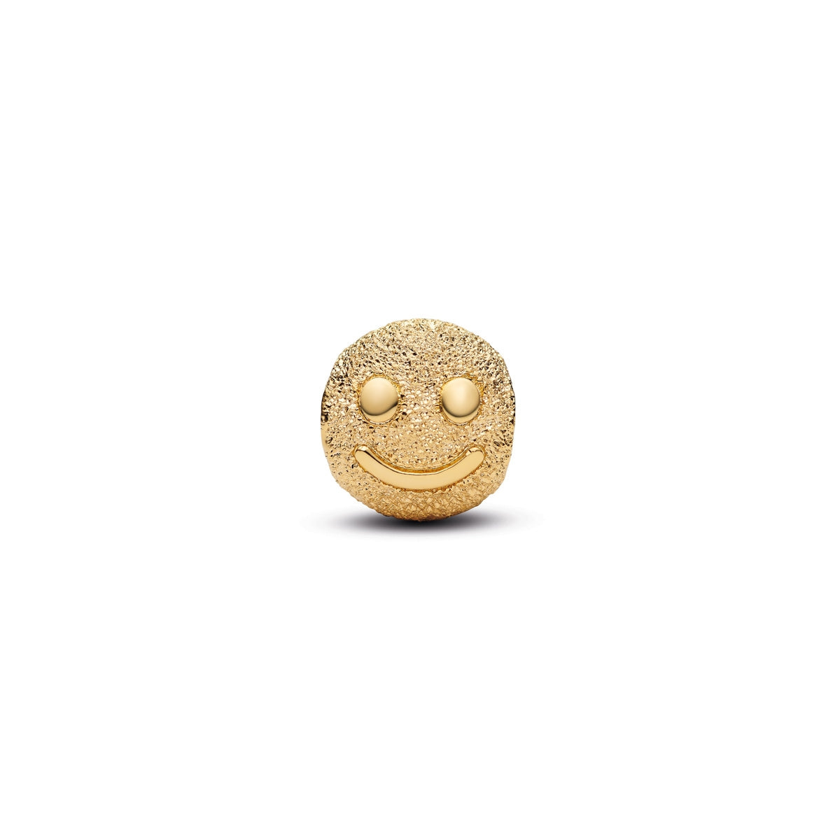 Pandora Gold Textured Happy Face Mini Charm
