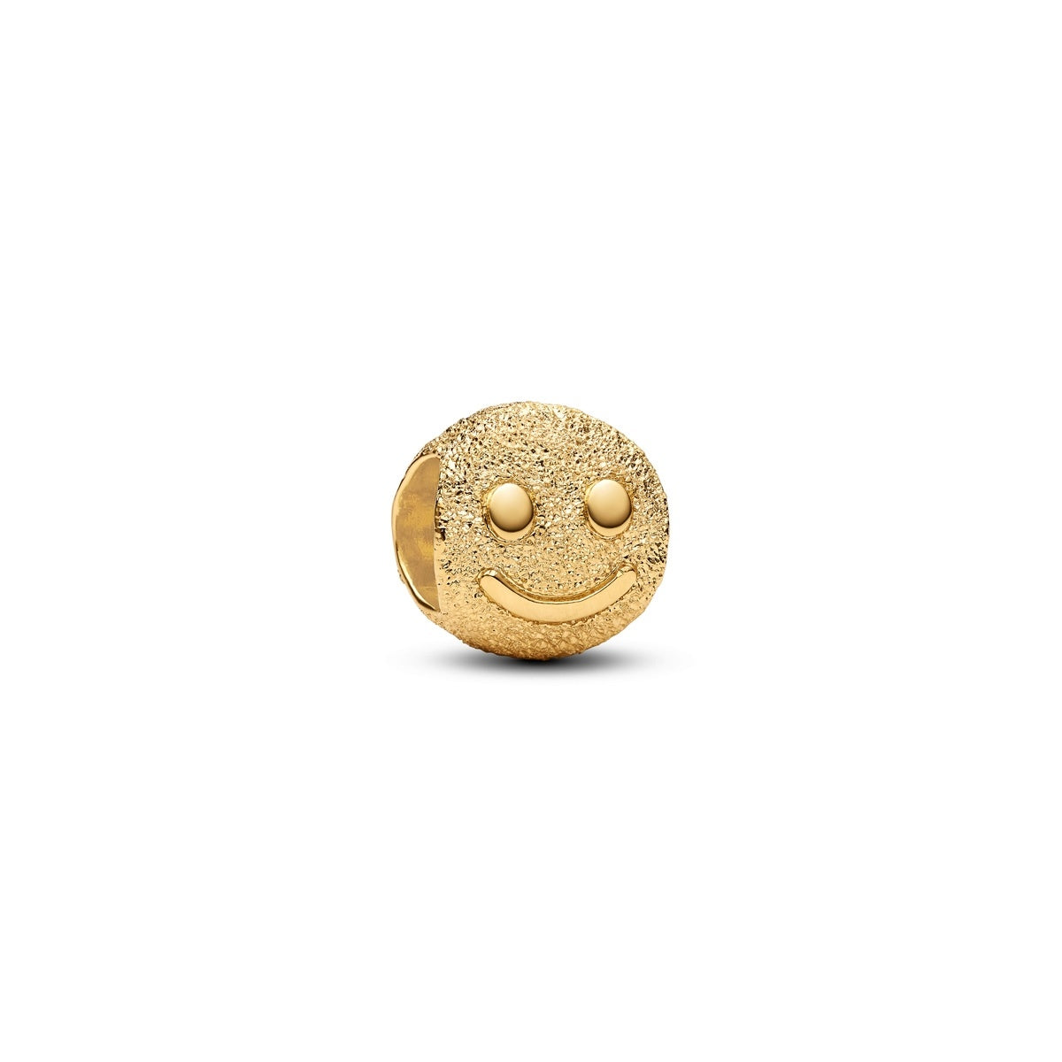 Pandora Gold Textured Happy Face Mini Charm