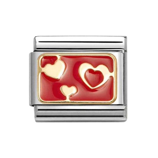Nomination Gold Various Red Hearts Charm