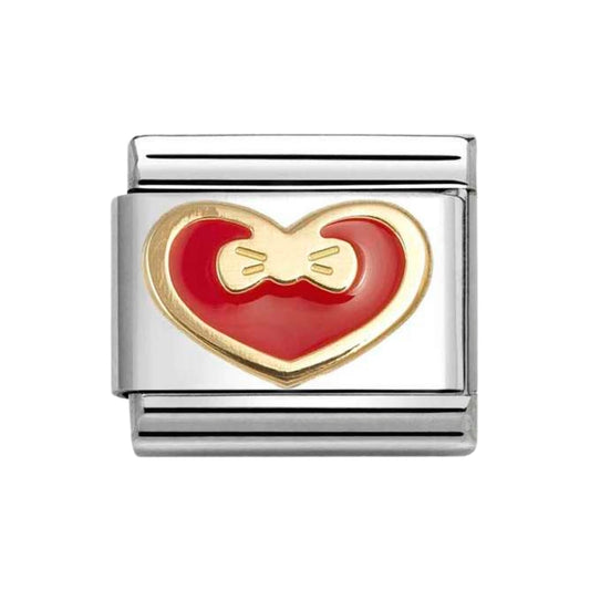 Nomination Gold Red Heart With Bow Charm