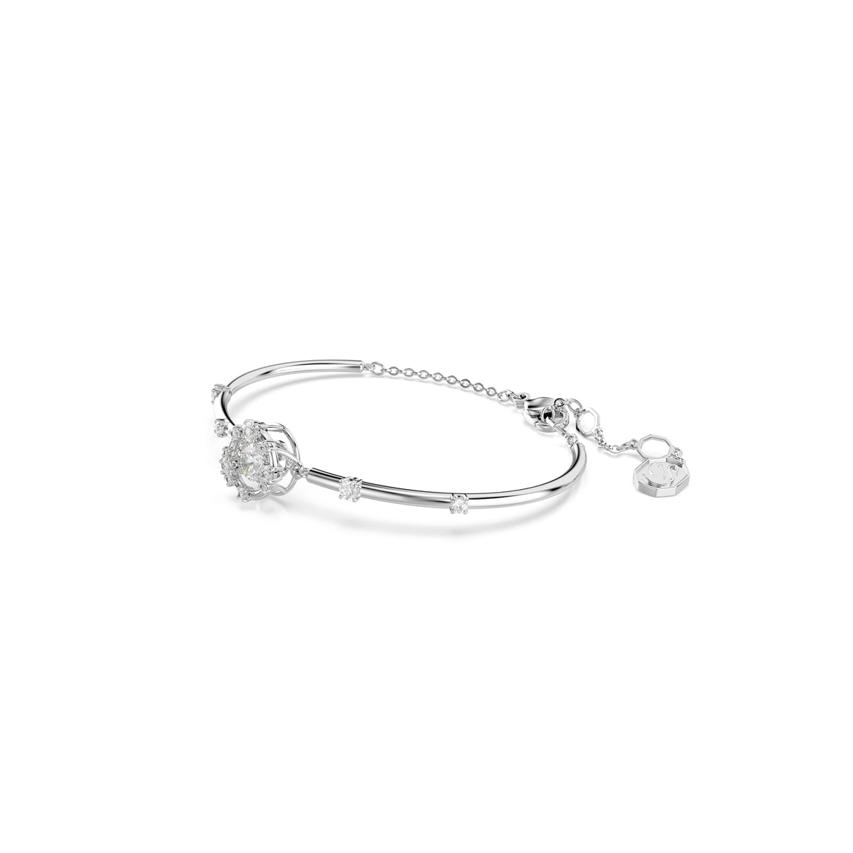 Swarovski Rhodium Plated Constella Round Cut Dancing White Stone Bangle