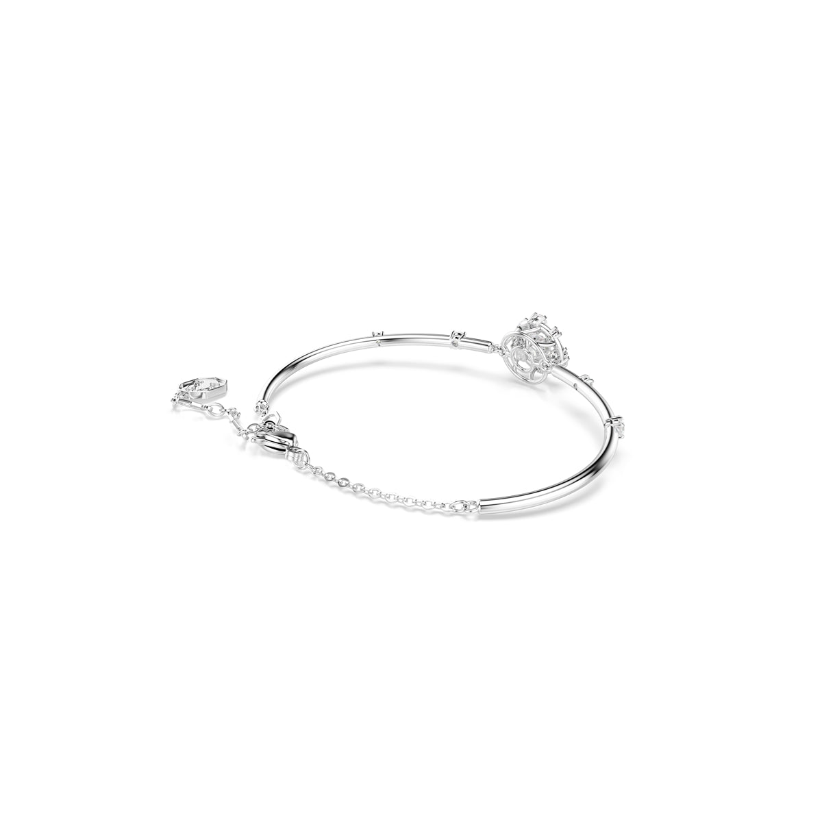 Swarovski Rhodium Plated Constella Round Cut Dancing White Stone Bangle