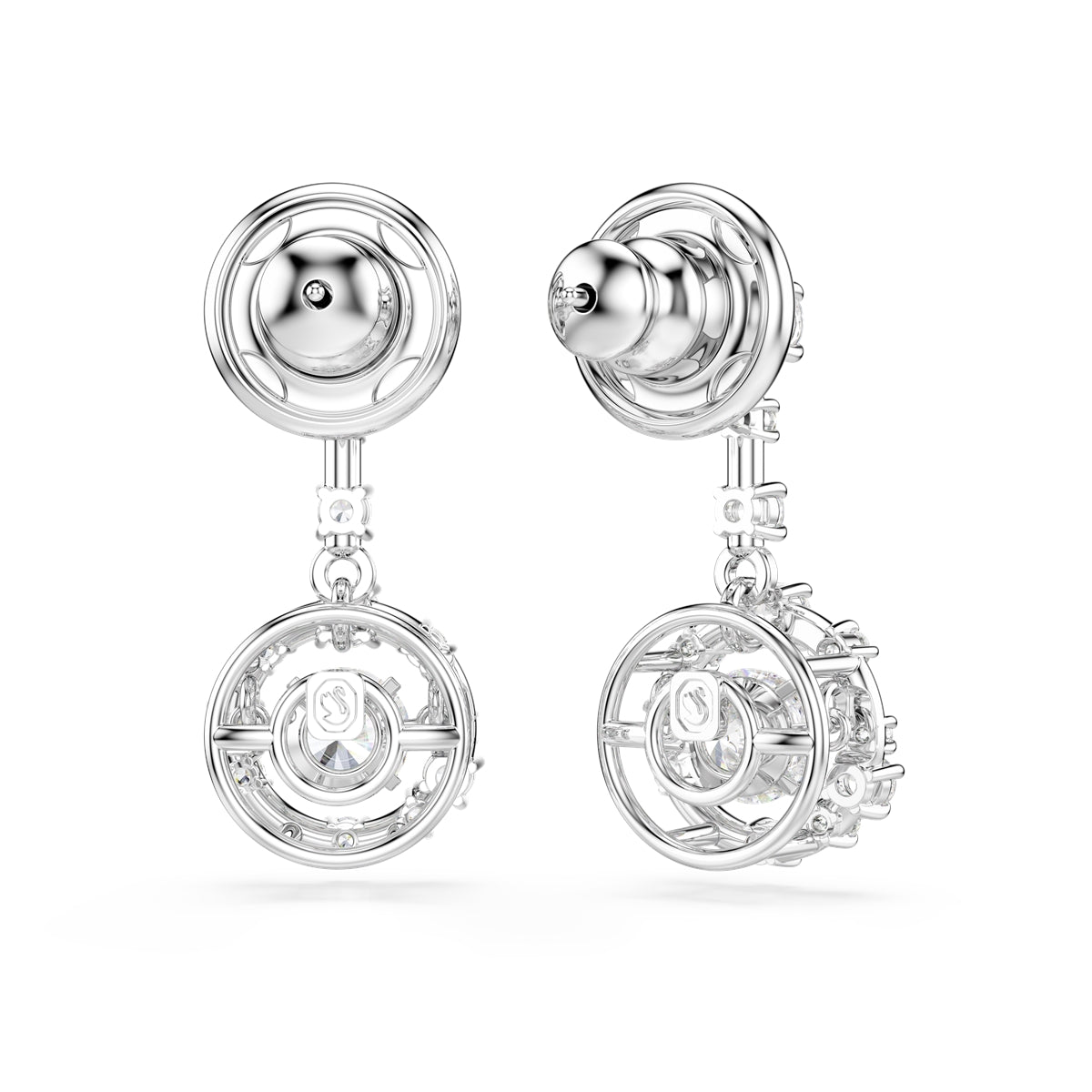 Swarovski Rhodium Plated Constella Round Cut Dancing Stones Drop Earrings