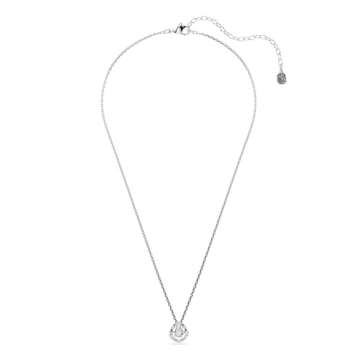 Swarovski Rhodium Plated Constella Round Cut Dancing Stone Necklace