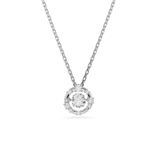 Swarovski Rhodium Plated Constella Round Cut Dancing Stone Necklace