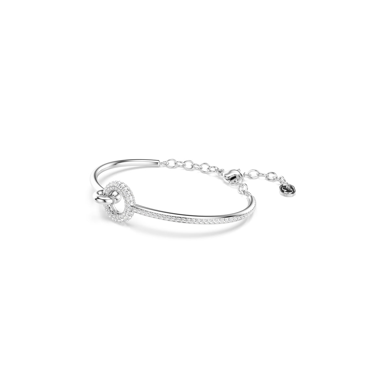 Swarovski Rhodium Plated Dextera Circle White Round Cut Bangle