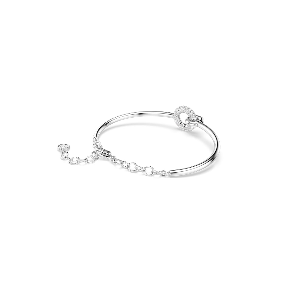 Swarovski Rhodium Plated Dextera Circle White Round Cut Bangle