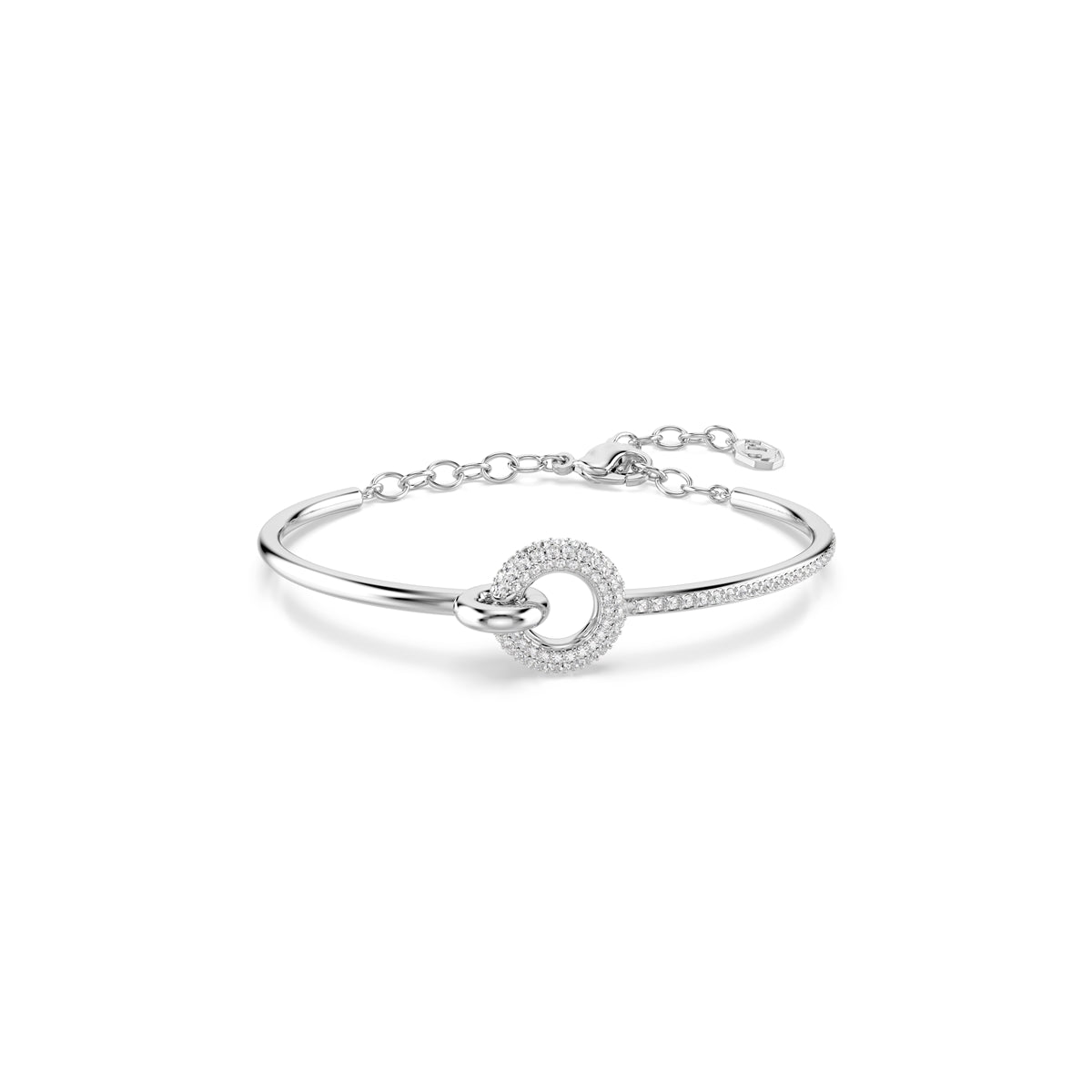 Swarovski Rhodium Plated Dextera Circle White Round Cut Bangle