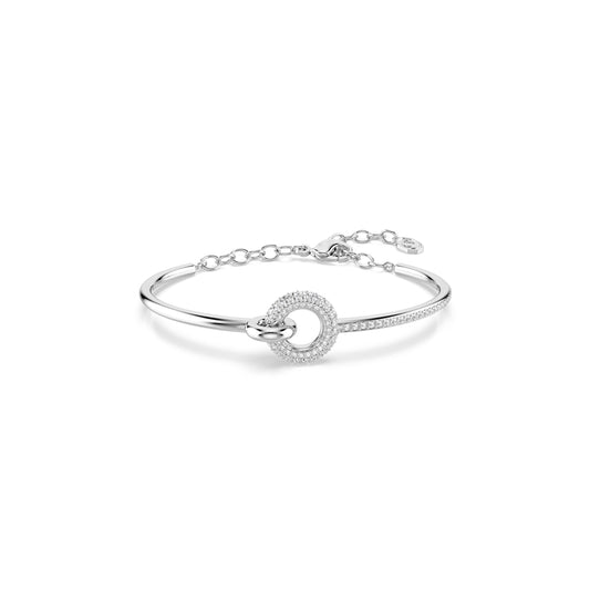 Swarovski Rhodium Plated Dextera Circle White Round Cut Bangle
