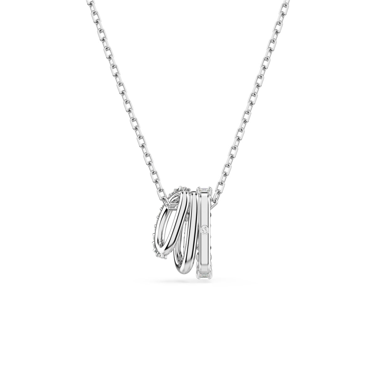 Swarovski Rhodium Plated Hyperbola Round Cut Ring Pendant Necklace