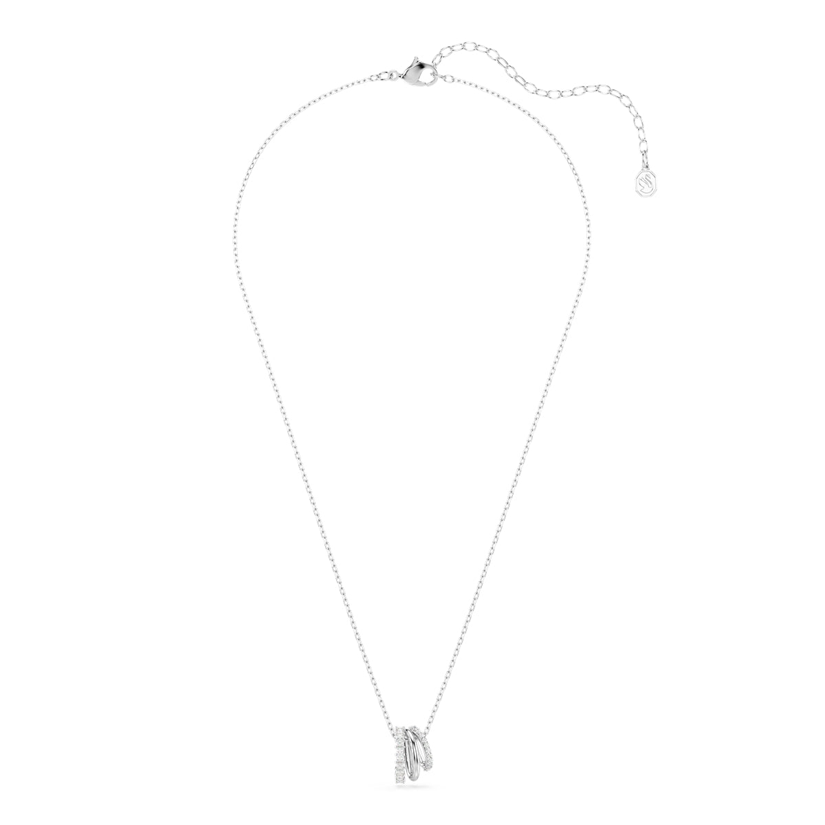 Swarovski Rhodium Plated Hyperbola Round Cut Ring Pendant Necklace