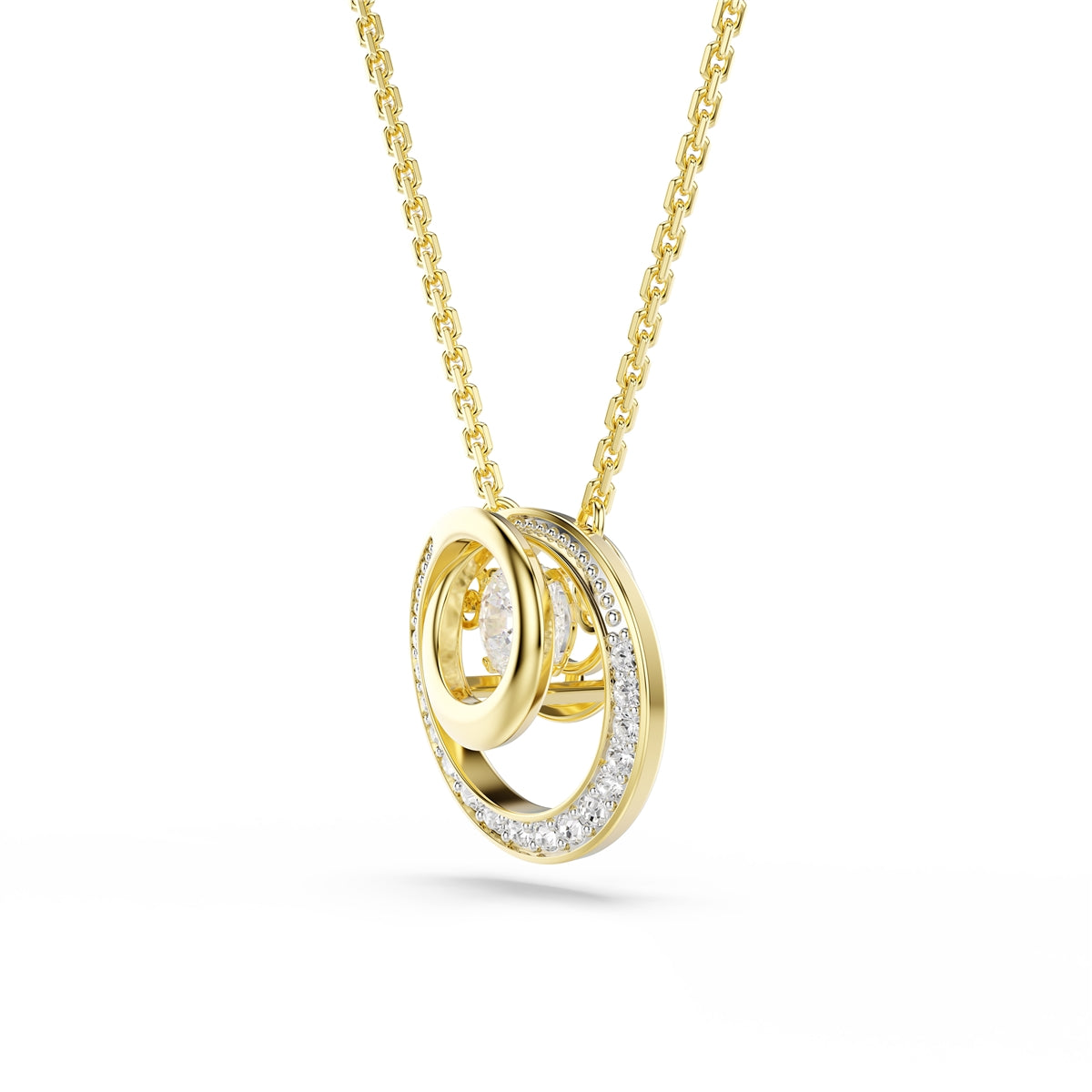 Swarovski Gold Hyperbola Round Cut White Crystal Necklace