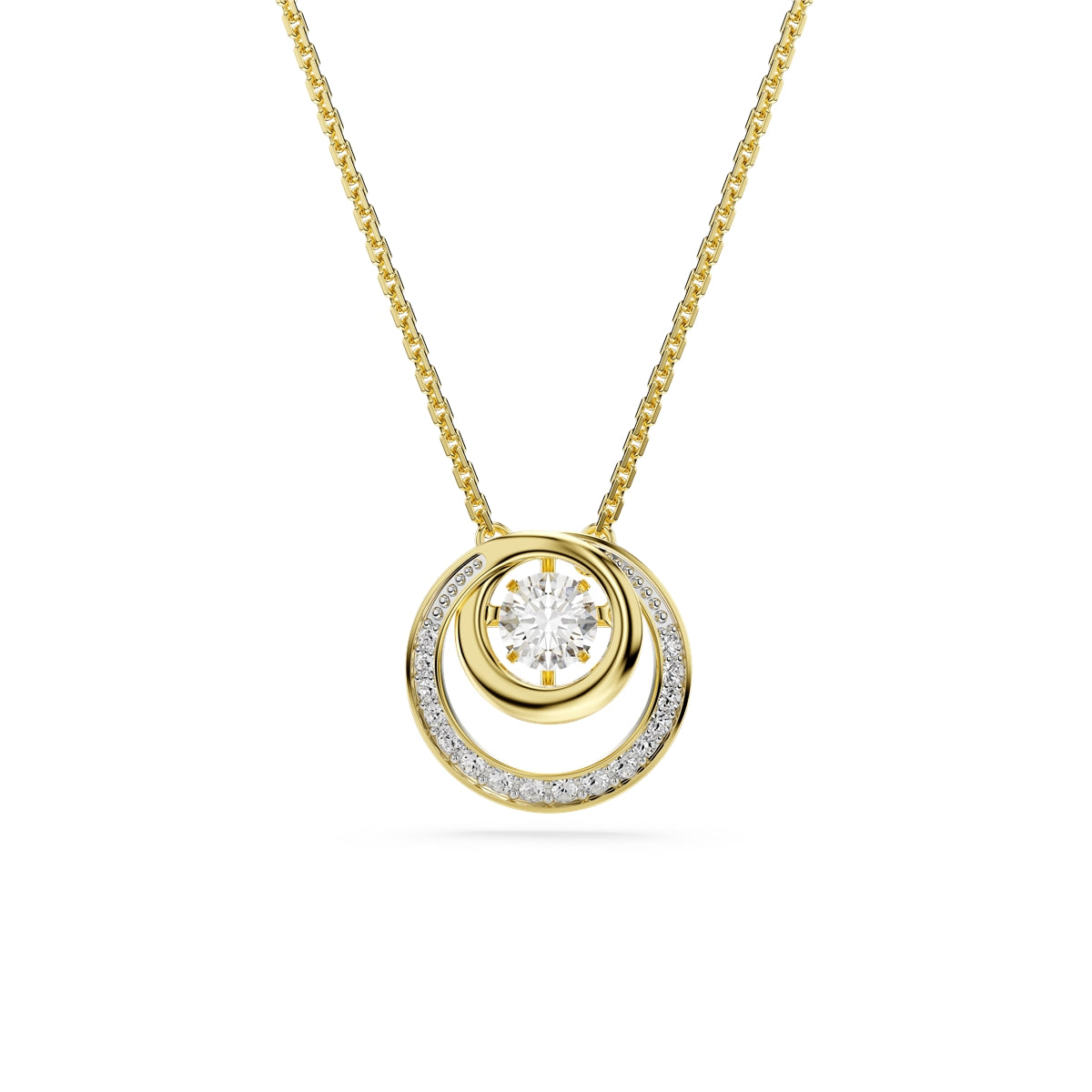 Swarovski Gold Hyperbola Round Cut White Crystal Necklace