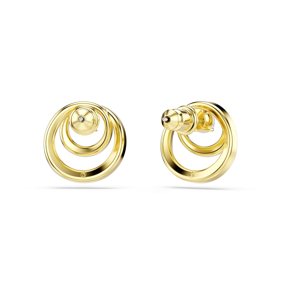 Swarovski Gold Hyperbola Round Cut Crystal Stud Earrings