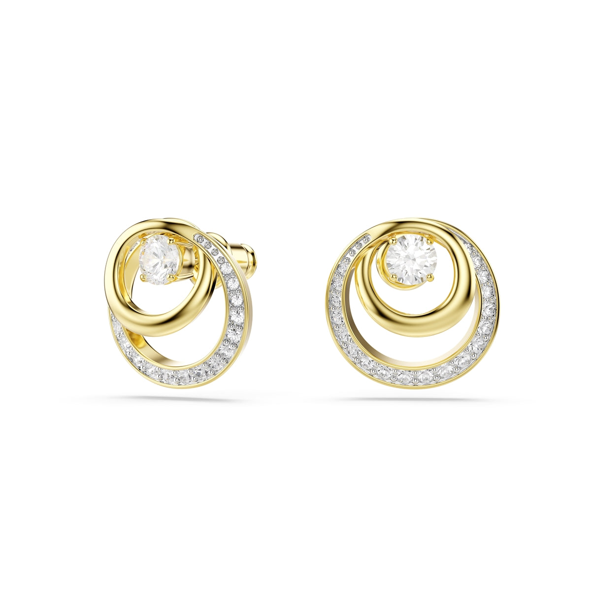 Swarovski Gold Hyperbola Round Cut Crystal Stud Earrings