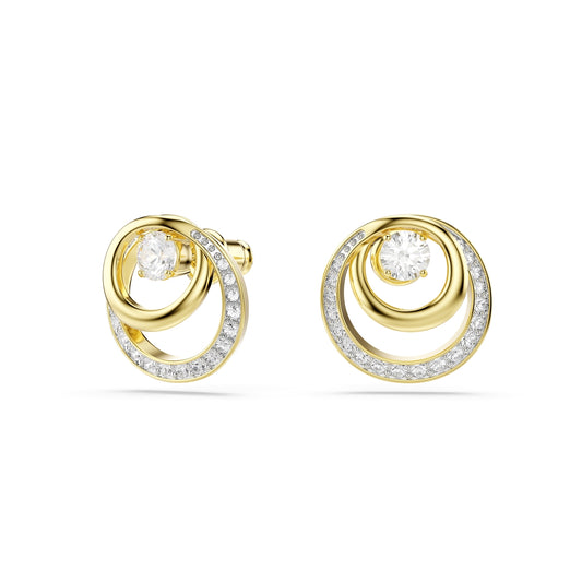 Swarovski Gold Hyperbola Round Cut Crystal Stud Earrings