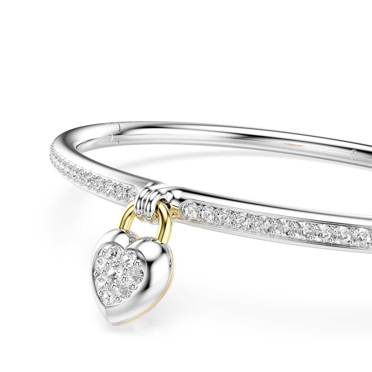 Swarovski Rhodium Plated Idyllia Gold Heart Pink Crystal Bangle