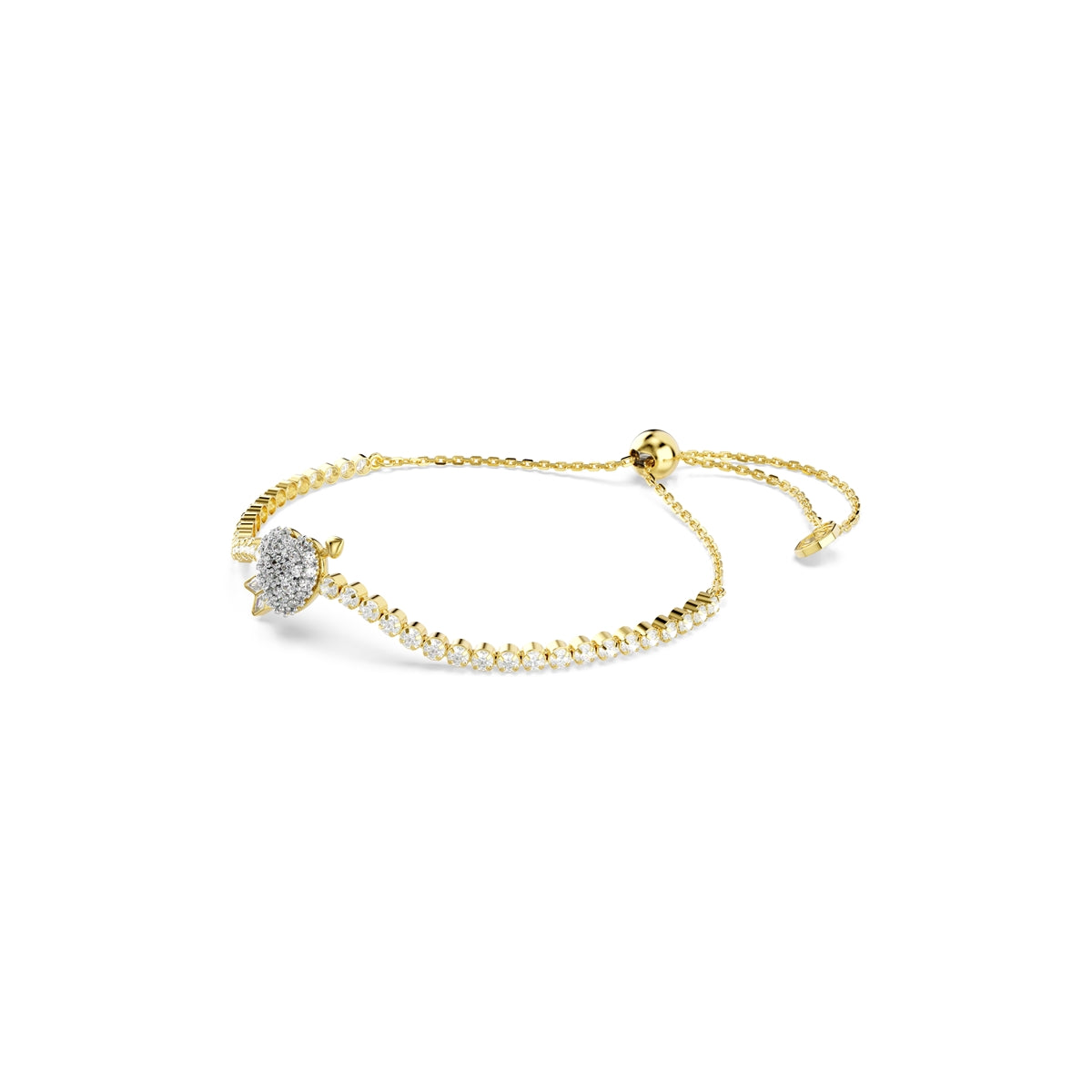 Swarovski Gold Idyllia Arrow Pierced Heart Mixed Cuts White Bracelet