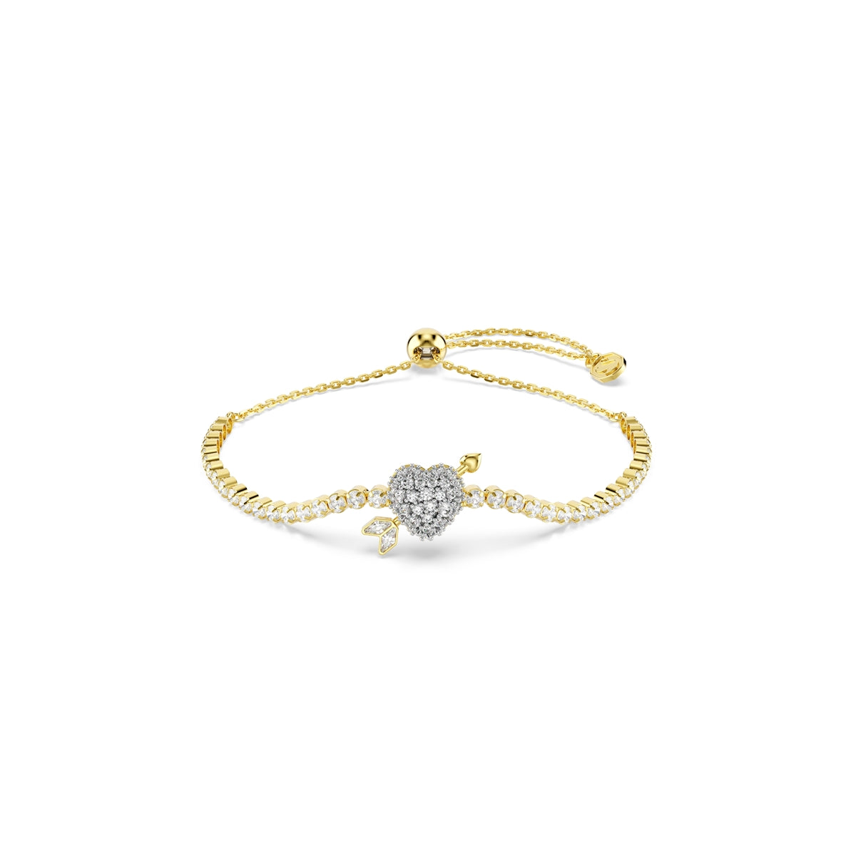Swarovski Gold Idyllia Arrow Pierced Heart Mixed Cuts White Bracelet