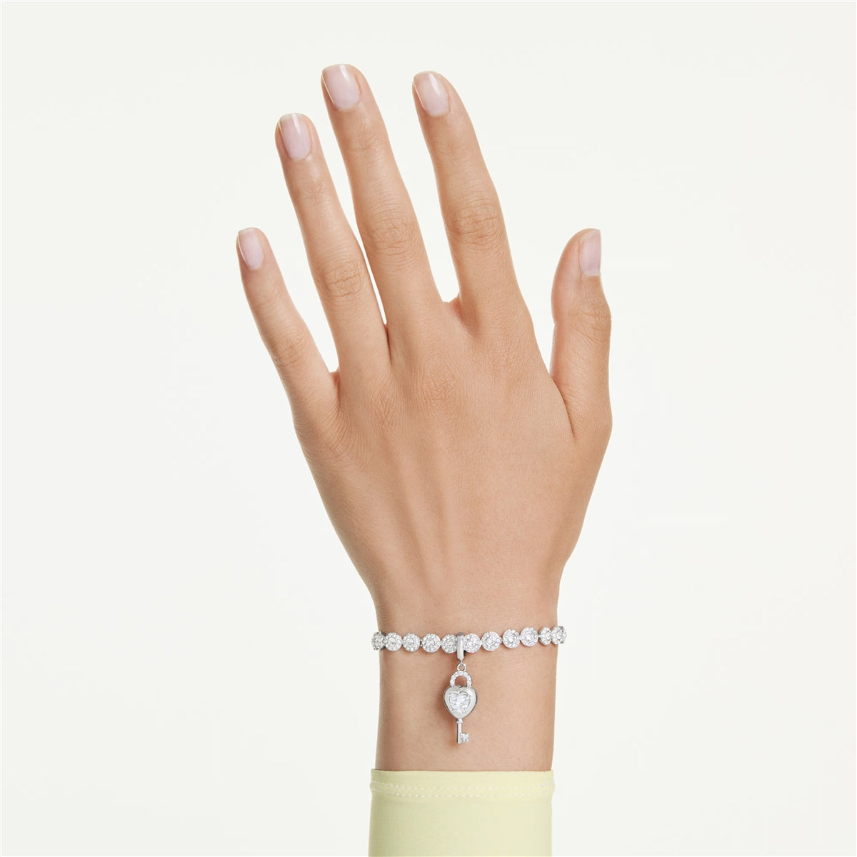 Swarovski Rhodium Plated Idyllia Heart Key Charm