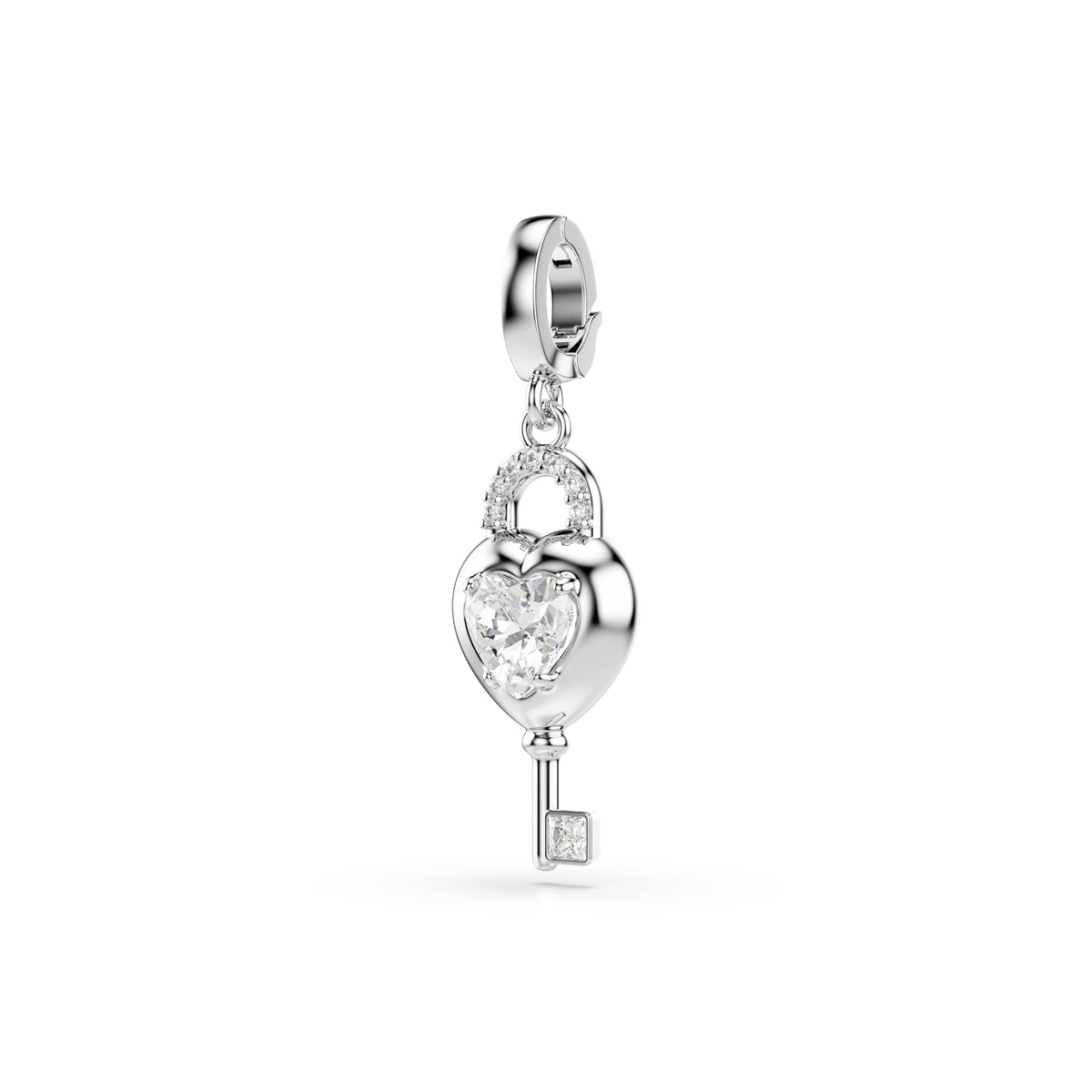 Swarovski Rhodium Plated Idyllia Heart Key Charm