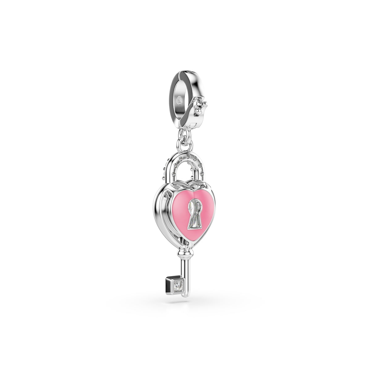 Swarovski Rhodium Plated Idyllia Heart Key Charm