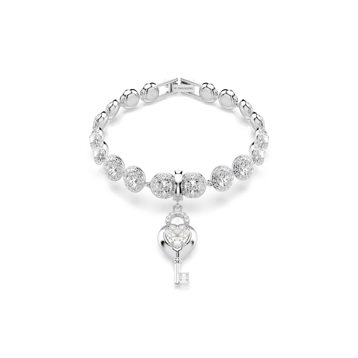 Swarovski Rhodium Plated Idyllia Heart Key Charm