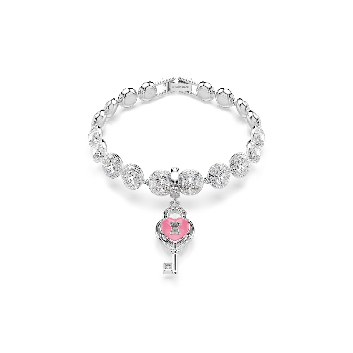 Swarovski Rhodium Plated Idyllia Heart Key Charm