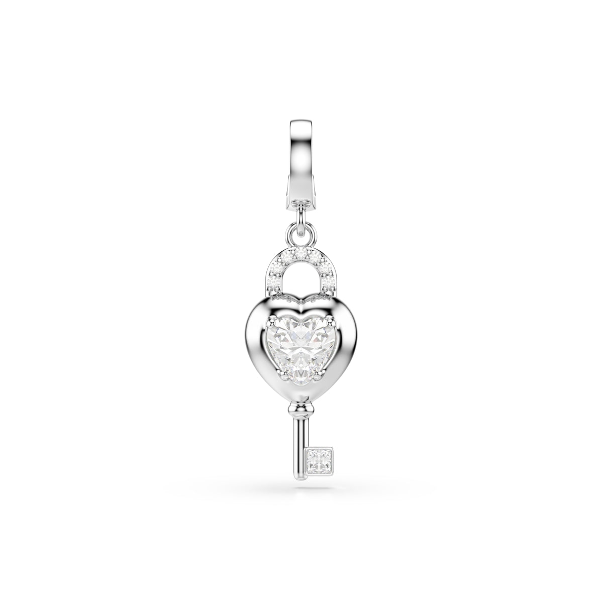 Swarovski Rhodium Plated Idyllia Heart Key Charm