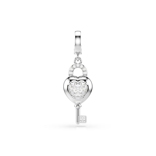 Swarovski Rhodium Plated Idyllia Heart Key Charm