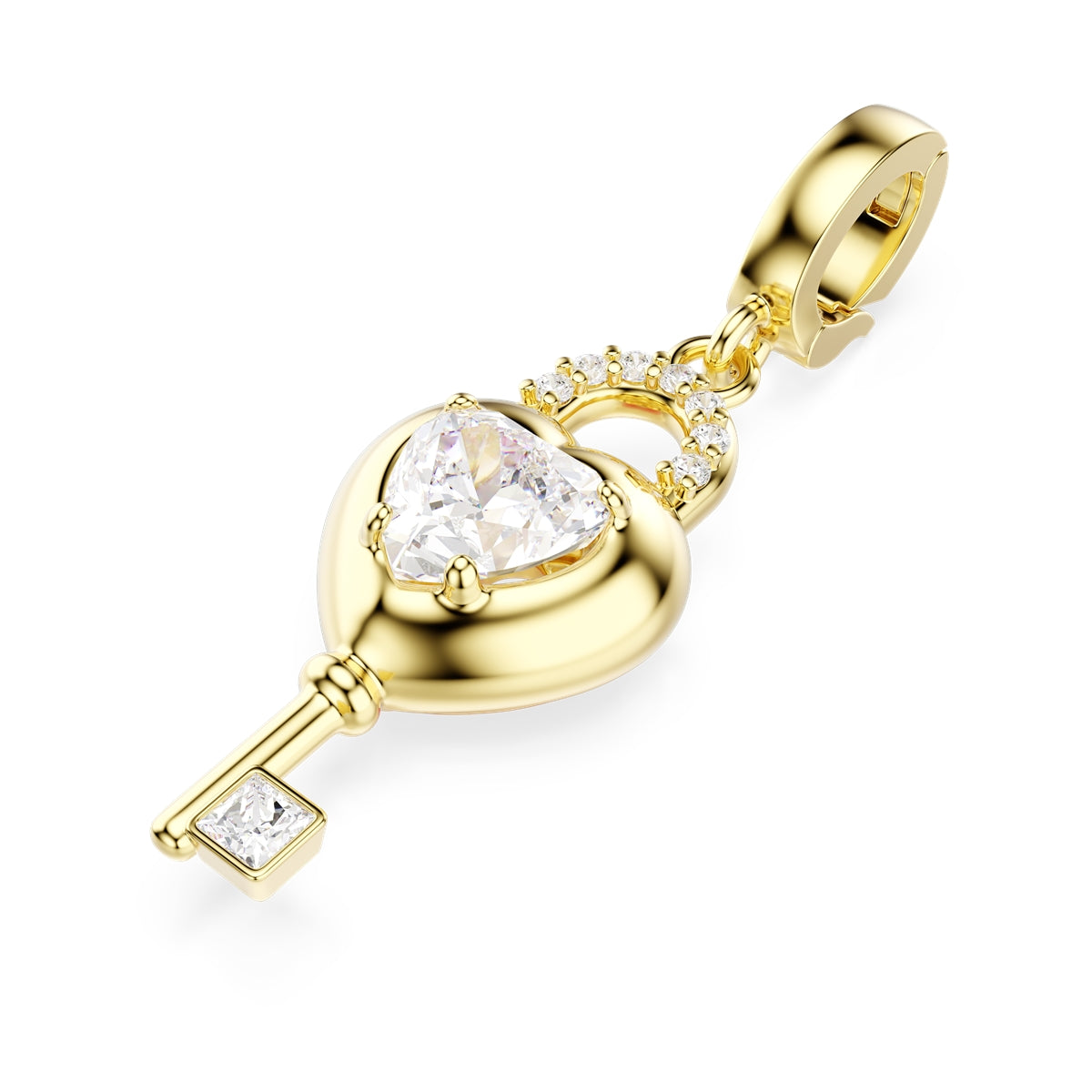 Swarovski Gold Idyllia Heart Key Charm