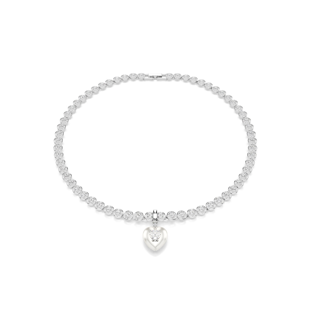 Swarovski Rhodium Plated Idyllia Mixed Cuts Crystal Heart Charm