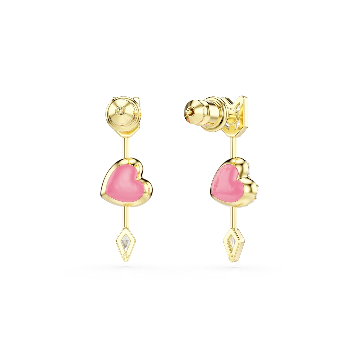 Swarovski Gold Idyllia Mixed Cuts Arrow Pierced Heart Drop Earrings